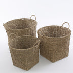 Set di 3 cesti in cordoncino con manici, Ø39H38 cm