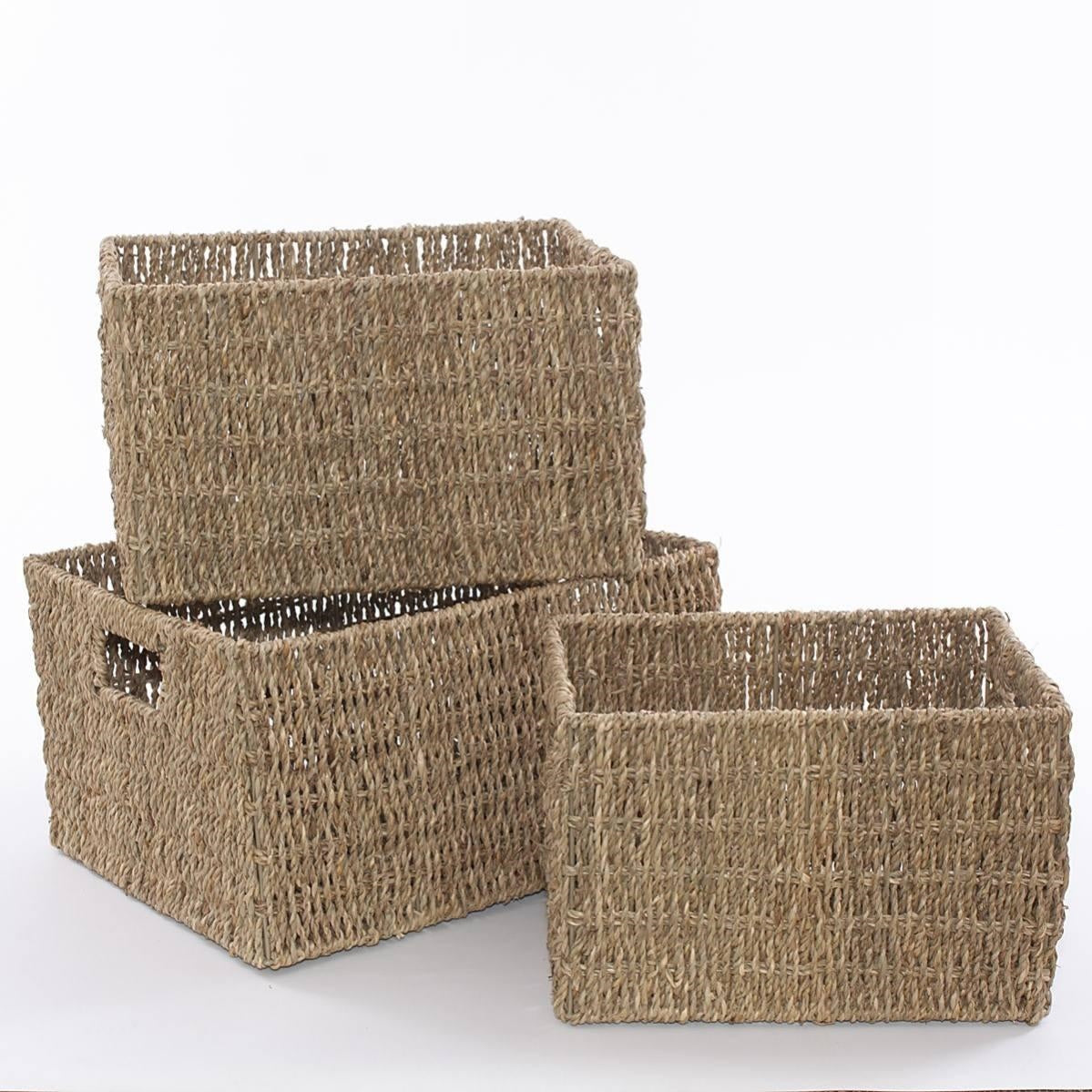 Cesto rettangolare in cordoncino, 36x28xH20 cm, set di 3