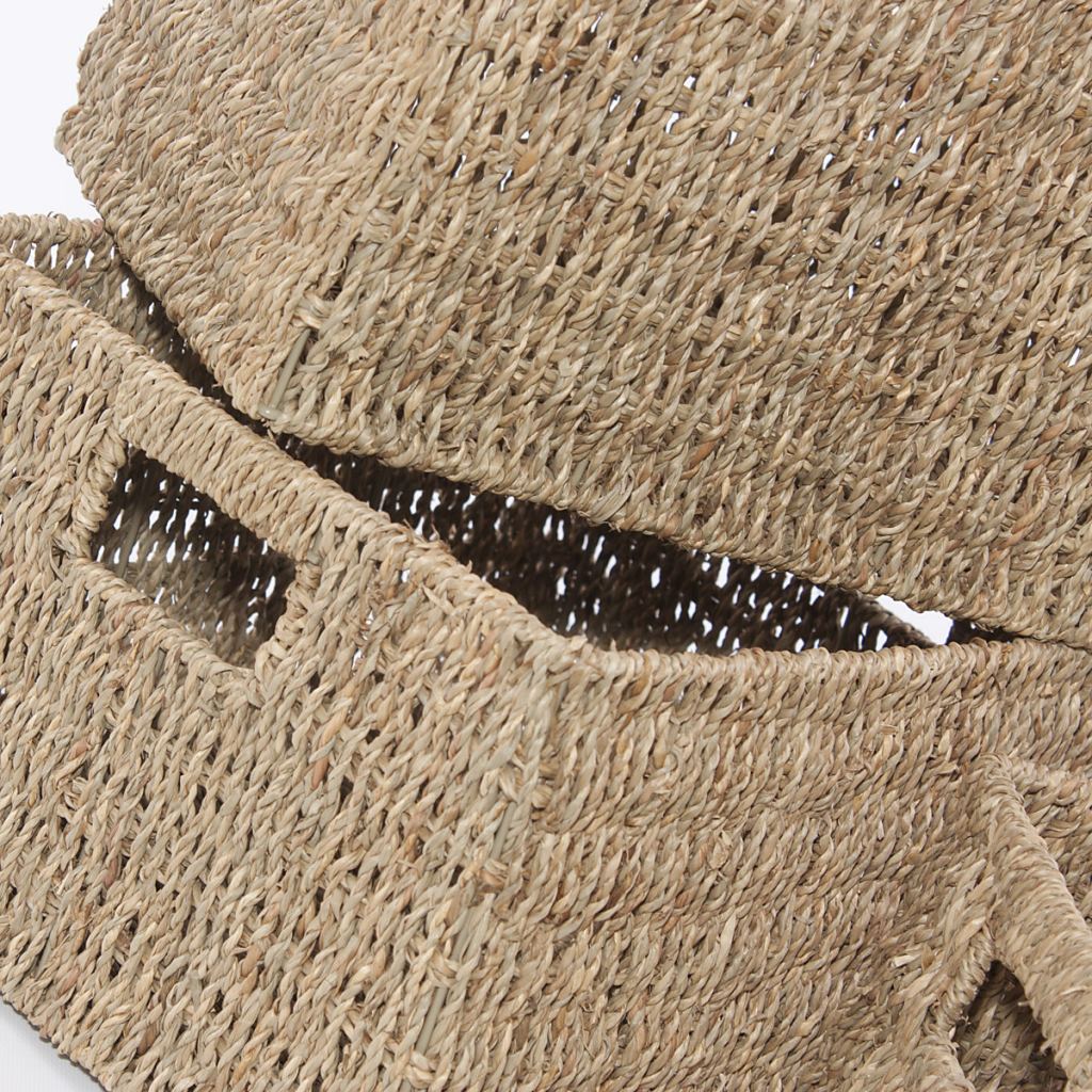 Cesto rettangolare in cordoncino, 36x28xH20 cm, set di 3