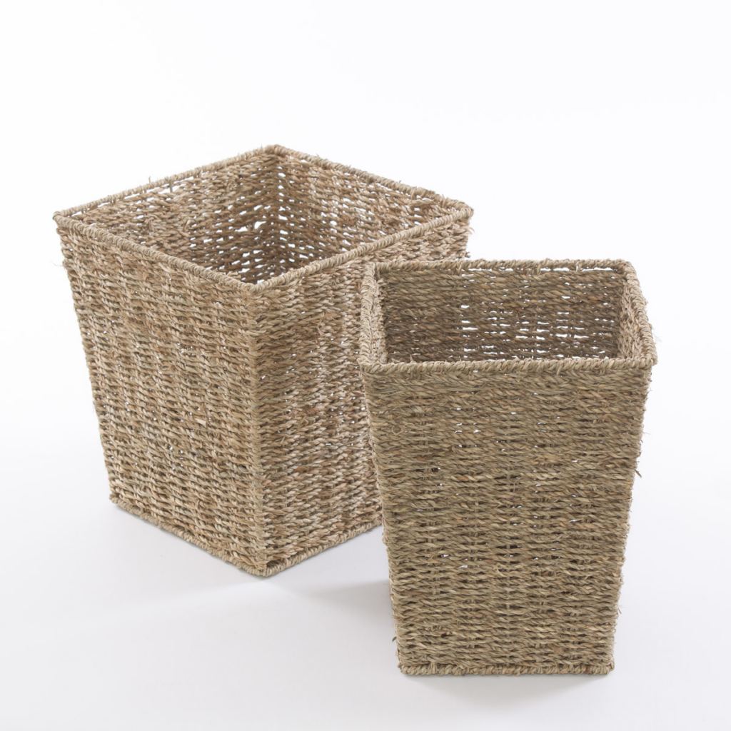 Cesto quadrato in cordoncino, 28x28H30 cm, set di 2