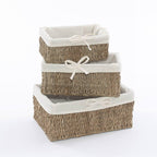 Cestino in cordoncino con fodera in set di 3, 28X19H12 cm