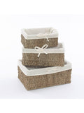 Cestino in cordoncino con fodera in set di 3, 28X19H12 cm