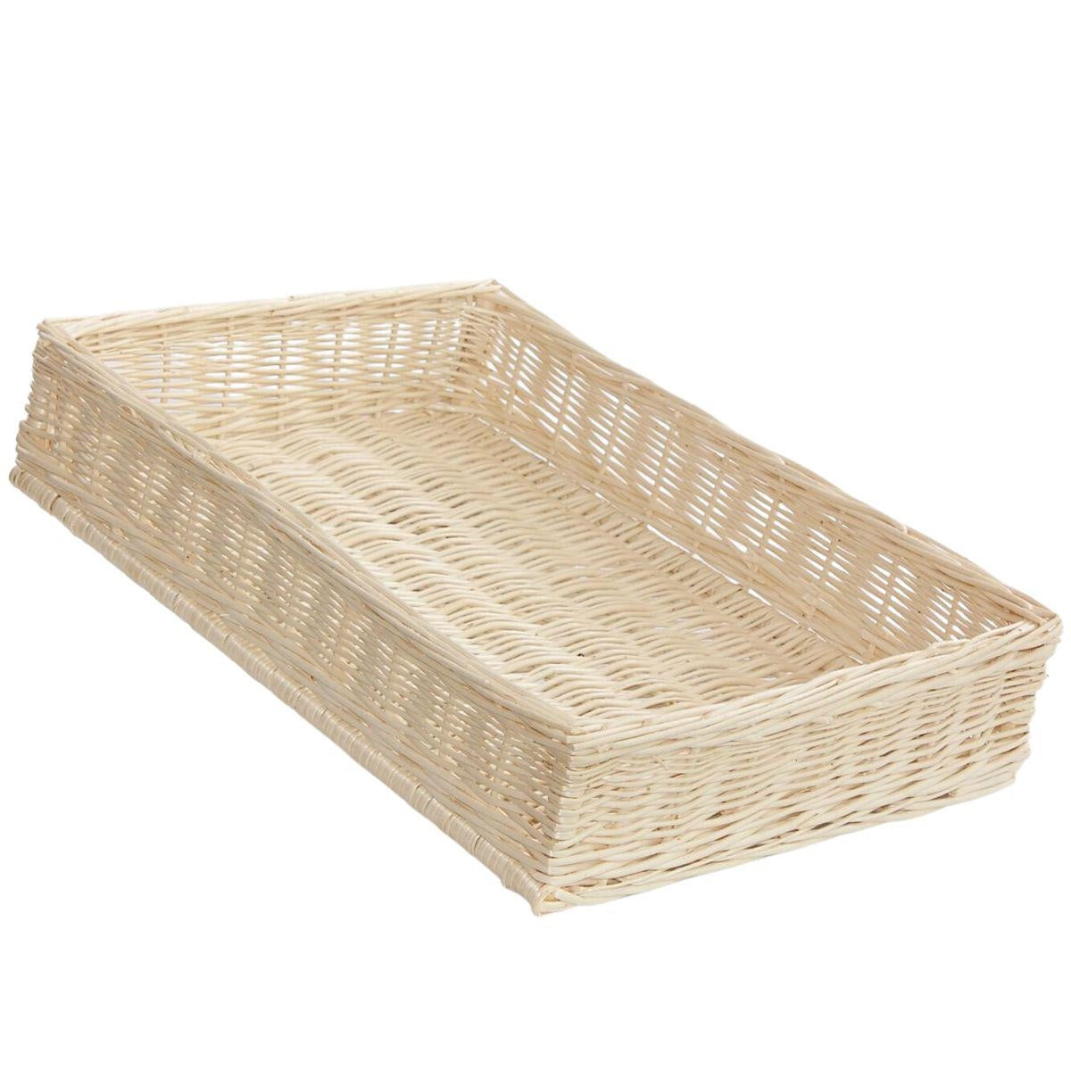 Vassoio in vimini bianco, 60x40H10 cm