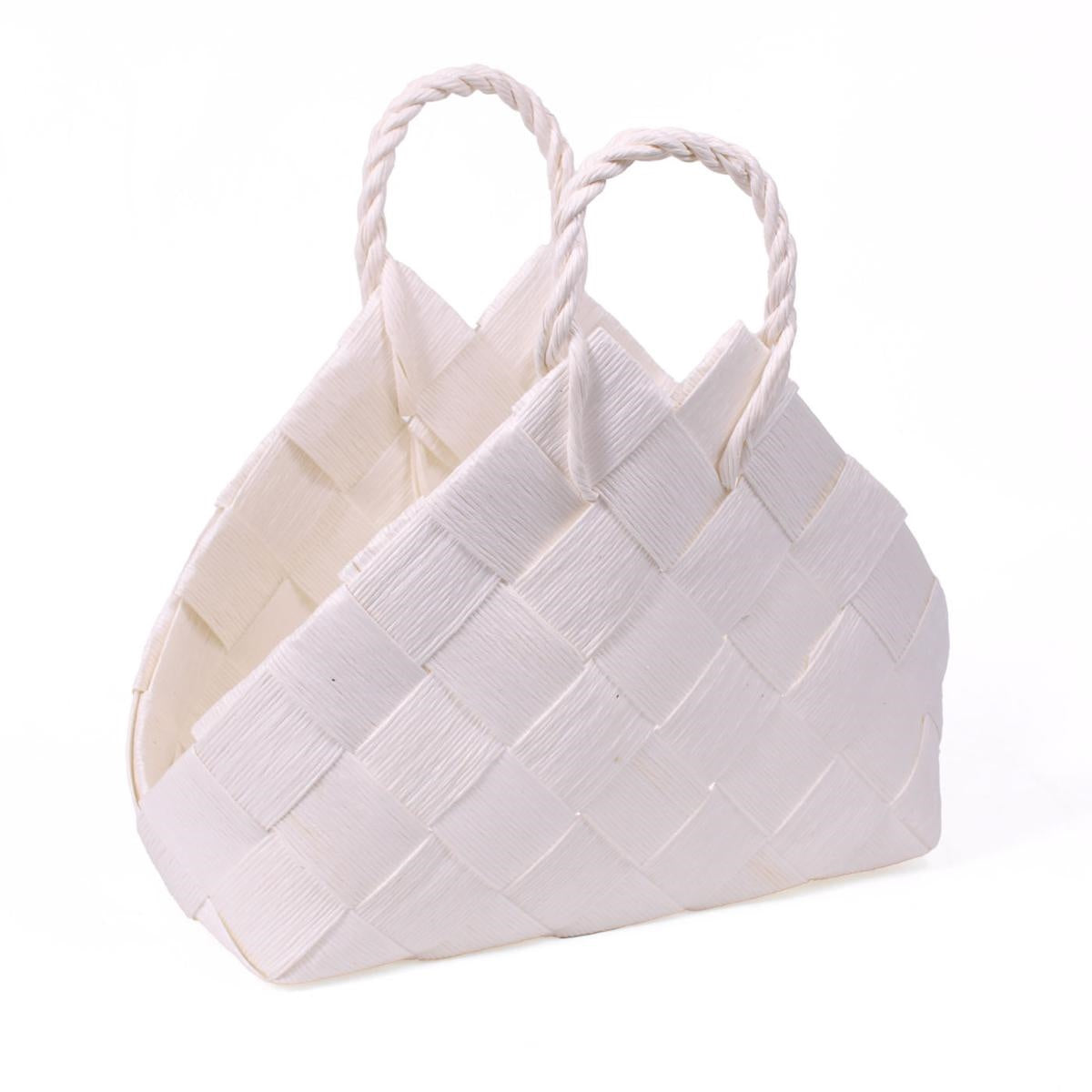 Cesto in fibra di cellulosa bianco con manico cm 32x17h7/