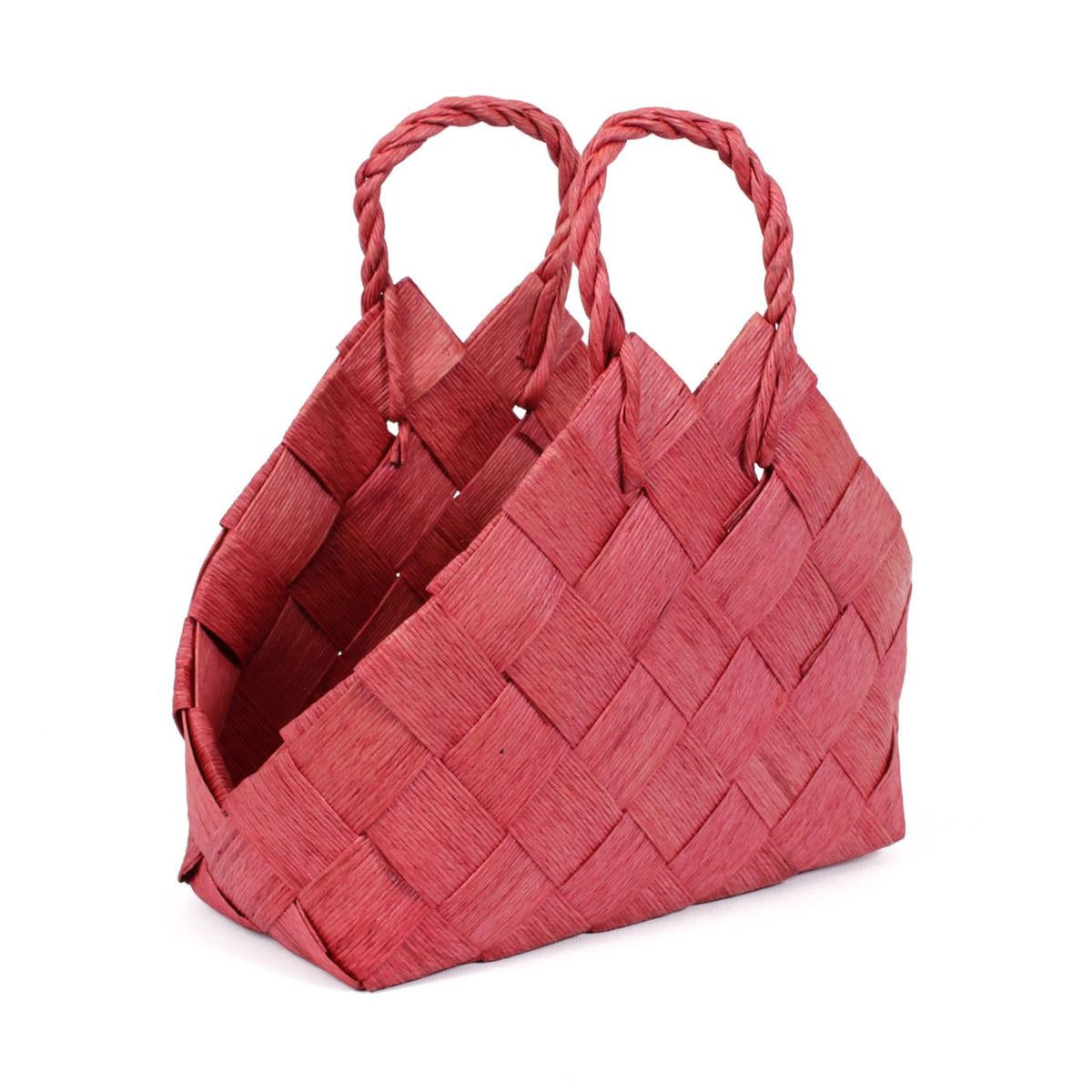 Cesto in fibra di cellulosa fucsia con manico cm 32x17h7/