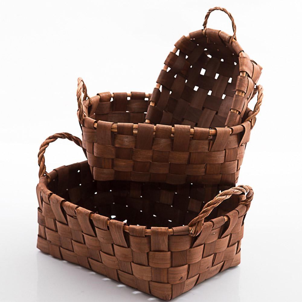 Ciotole in pioppo brunito, set di 3, 39x31x14 cm