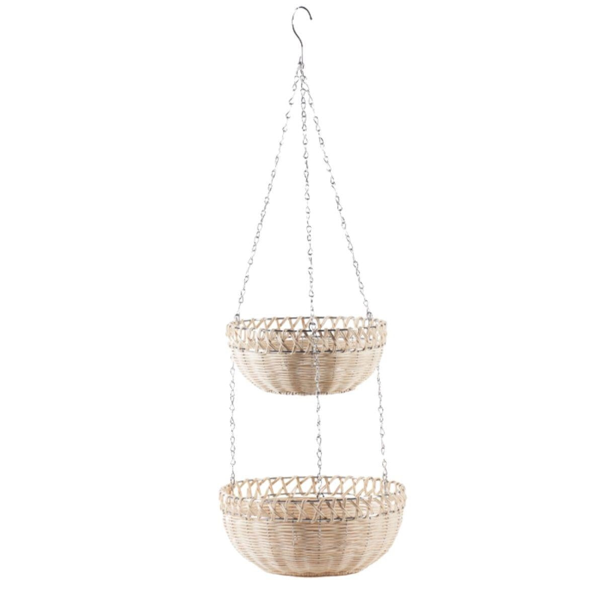 Cesto pensile portafrutta in midollo, Ø27 cm (kit da 3)