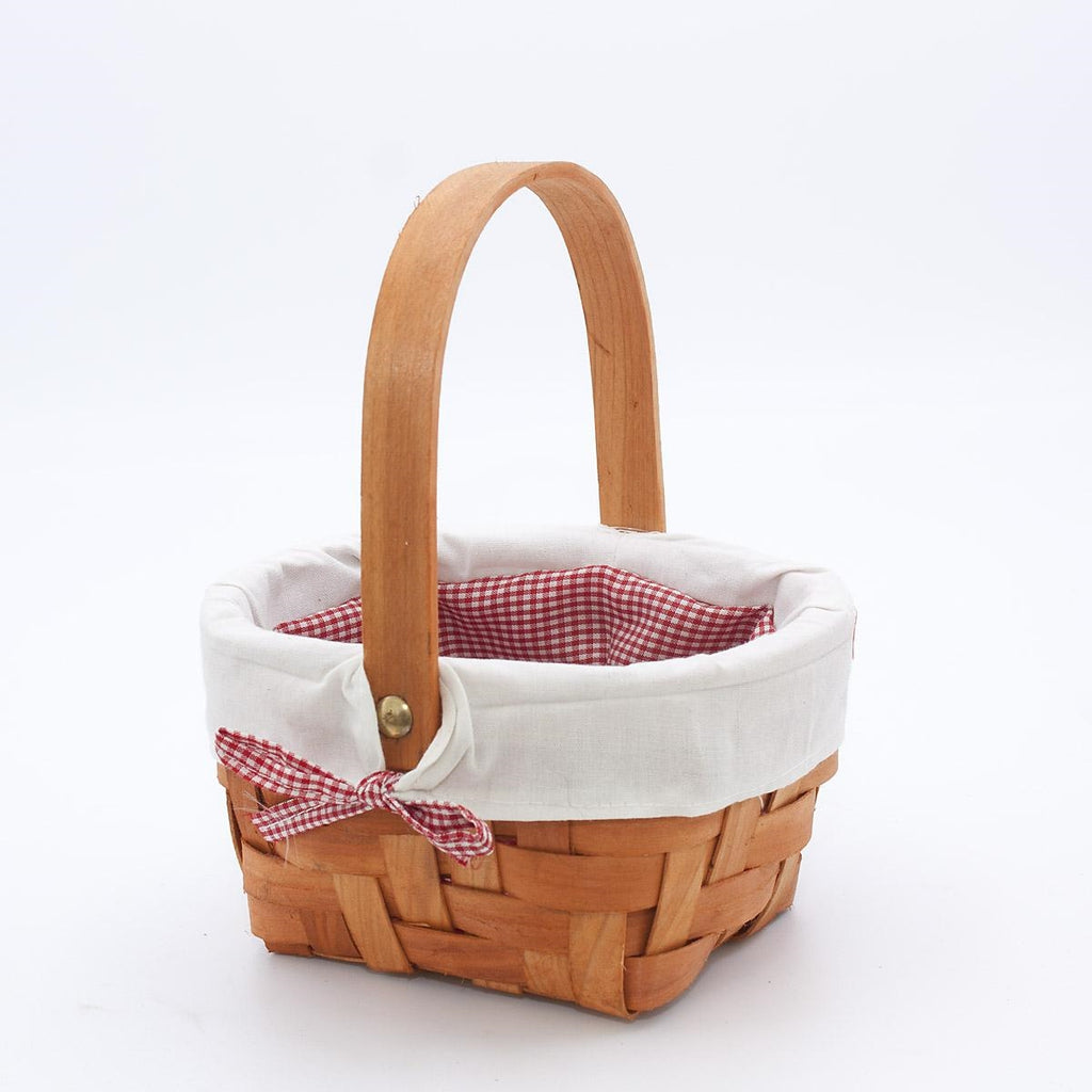 Cesto ovale in pioppo foderato con manico, 18x15H10/20 cm (kit da 10)