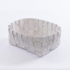 Cesto in legno di pioppo sbiancato, 33x25H13 cm (kit da 3)