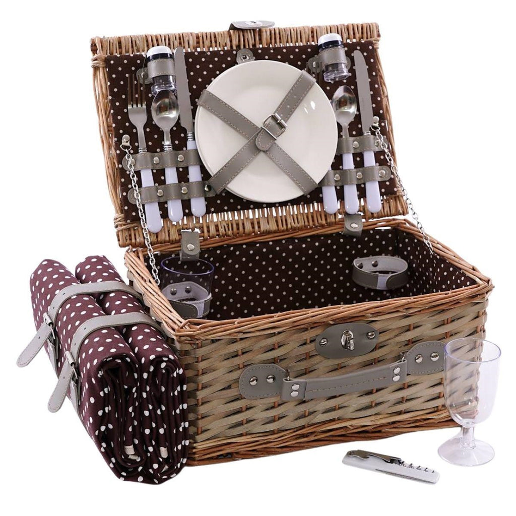 Cesto da picnic rettangolare in vimini, 38x26H20 cm