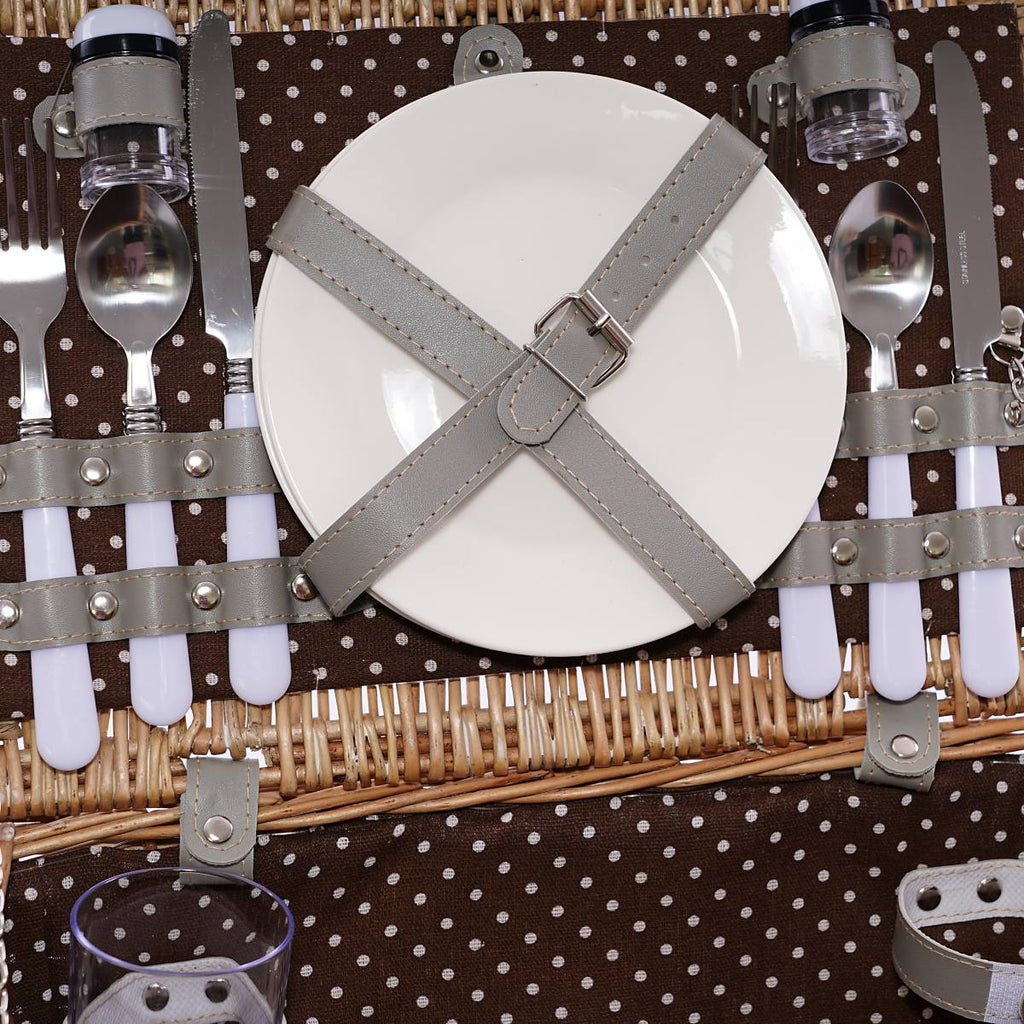 Cesto da picnic rettangolare in vimini, 38x26H20 cm