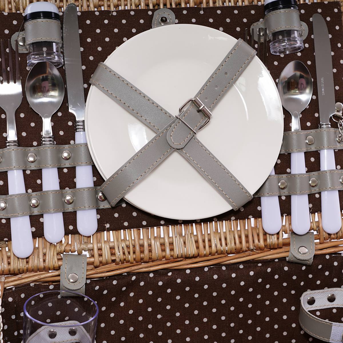Cesto da picnic rettangolare in vimini, 38x26H20 cm