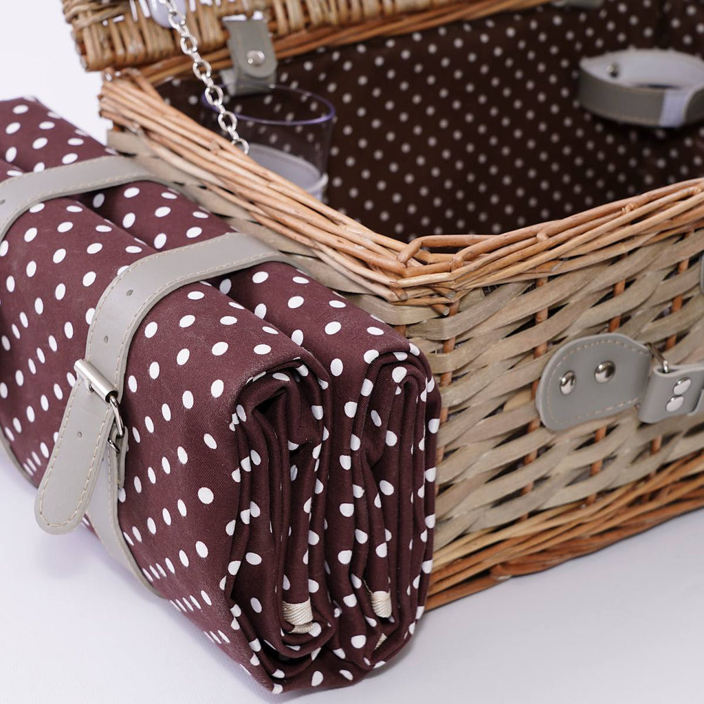 Cesto da picnic rettangolare in vimini, 38x26H20 cm