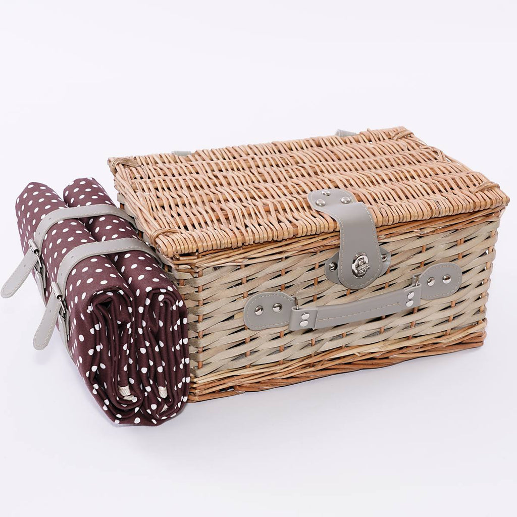 Cesto da picnic rettangolare in vimini, 38x26H20 cm