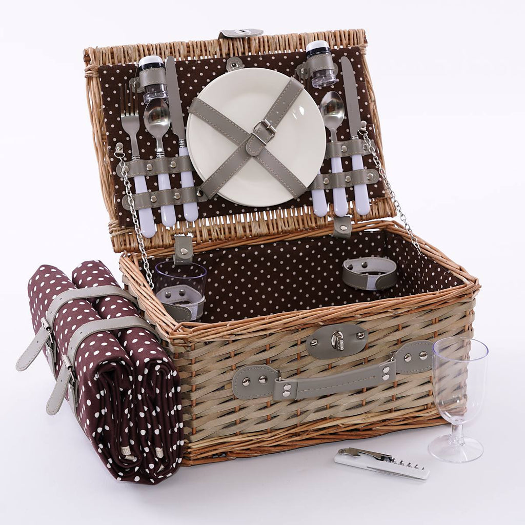 Cesto da picnic rettangolare in vimini, 38x26H20 cm