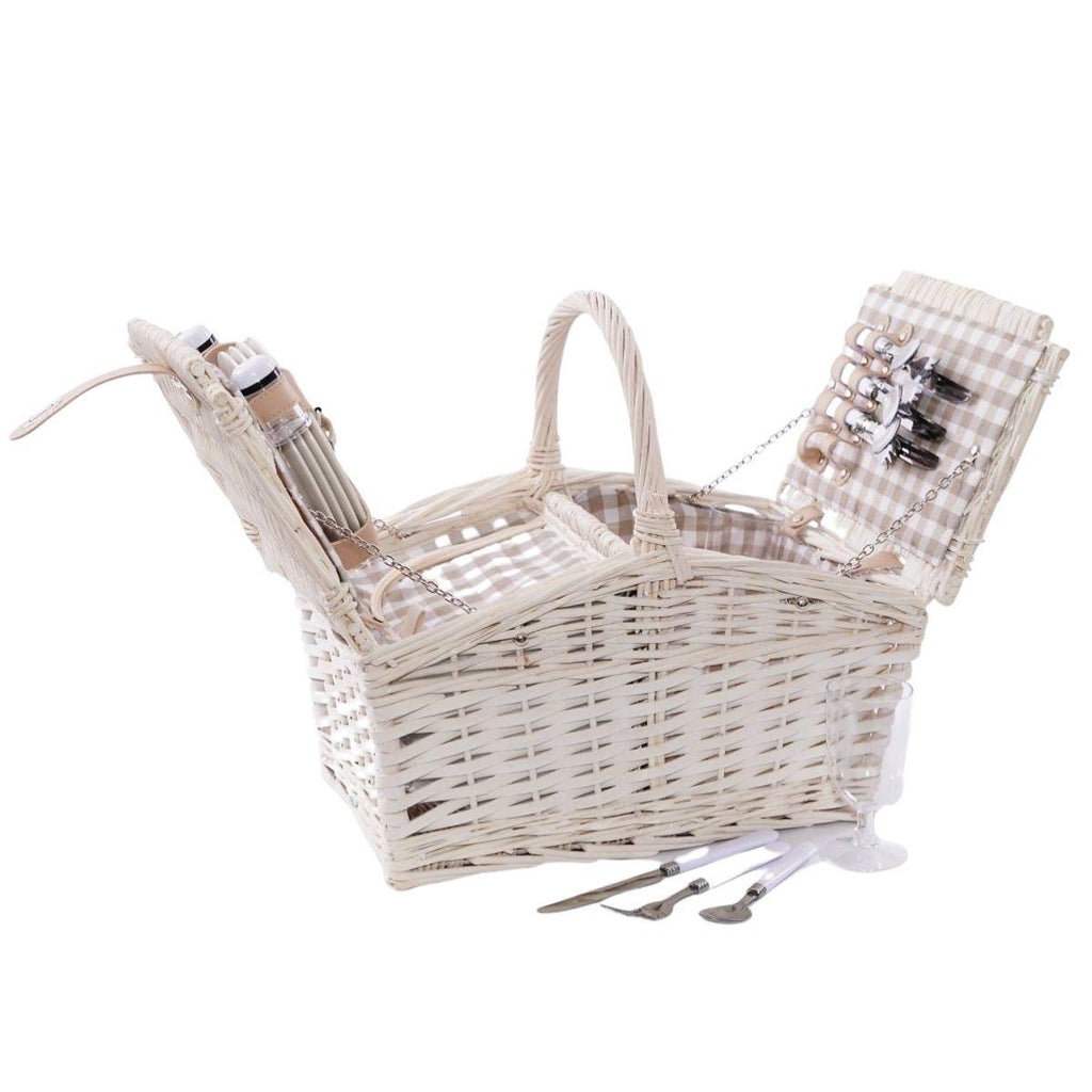 Cesto da picnic in vimini bianco, 43X30H26 cm