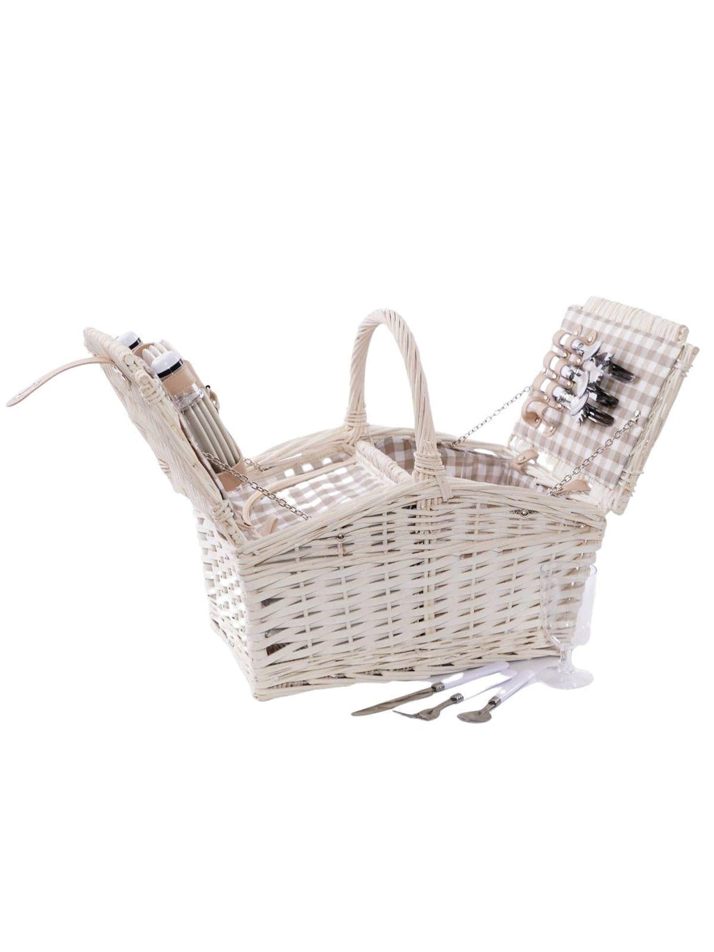 Cesto da picnic in vimini bianco, 43X30H26 cm