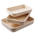 Vassoi in legno naturale per decoupage, set di 3