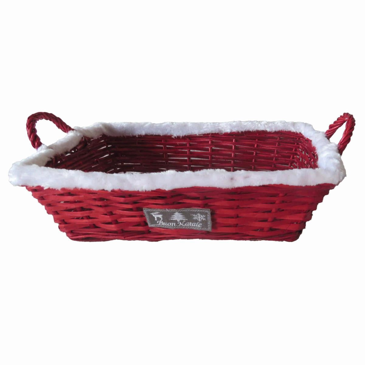 Cesto rettangolare in vimini rosso, 49/45x34x12 cm (kit da 5)