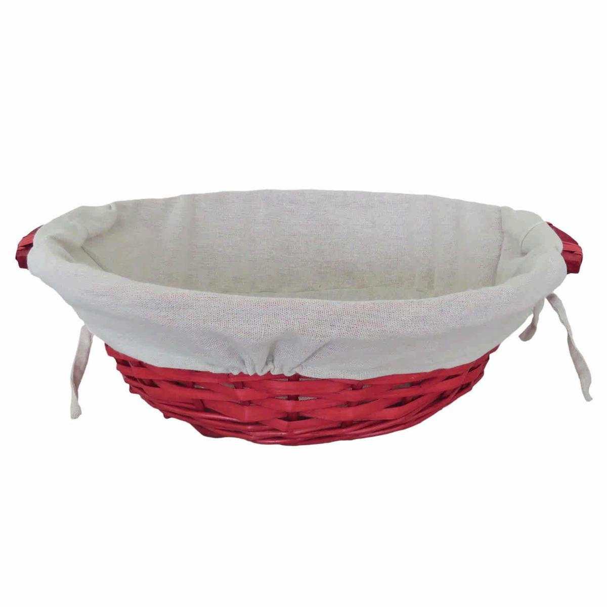 Cesto rotondo in vimini rosso foderato, Ø40x12,5 cm (kit da 3)