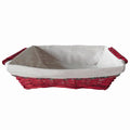 Cesto rettangolare in vimini rosso foderato, 49/45x34x12 cm (kit da 3)