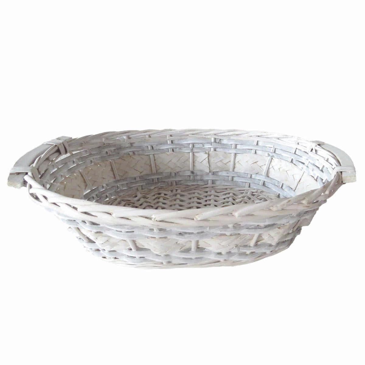 Cesto ovale in vimini bianco da confezionamento, 52/49x39x13 cm (kit da 5)