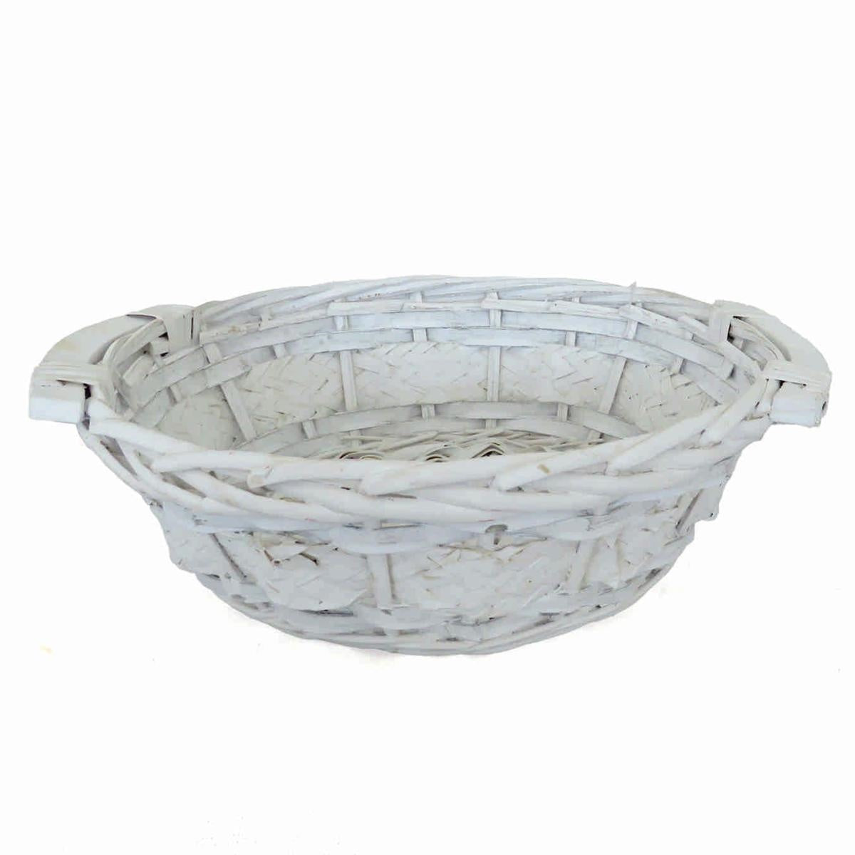 Cesto da confezionamento rotondo in vimini bianco, Ø32x10 cm (kit da 5)