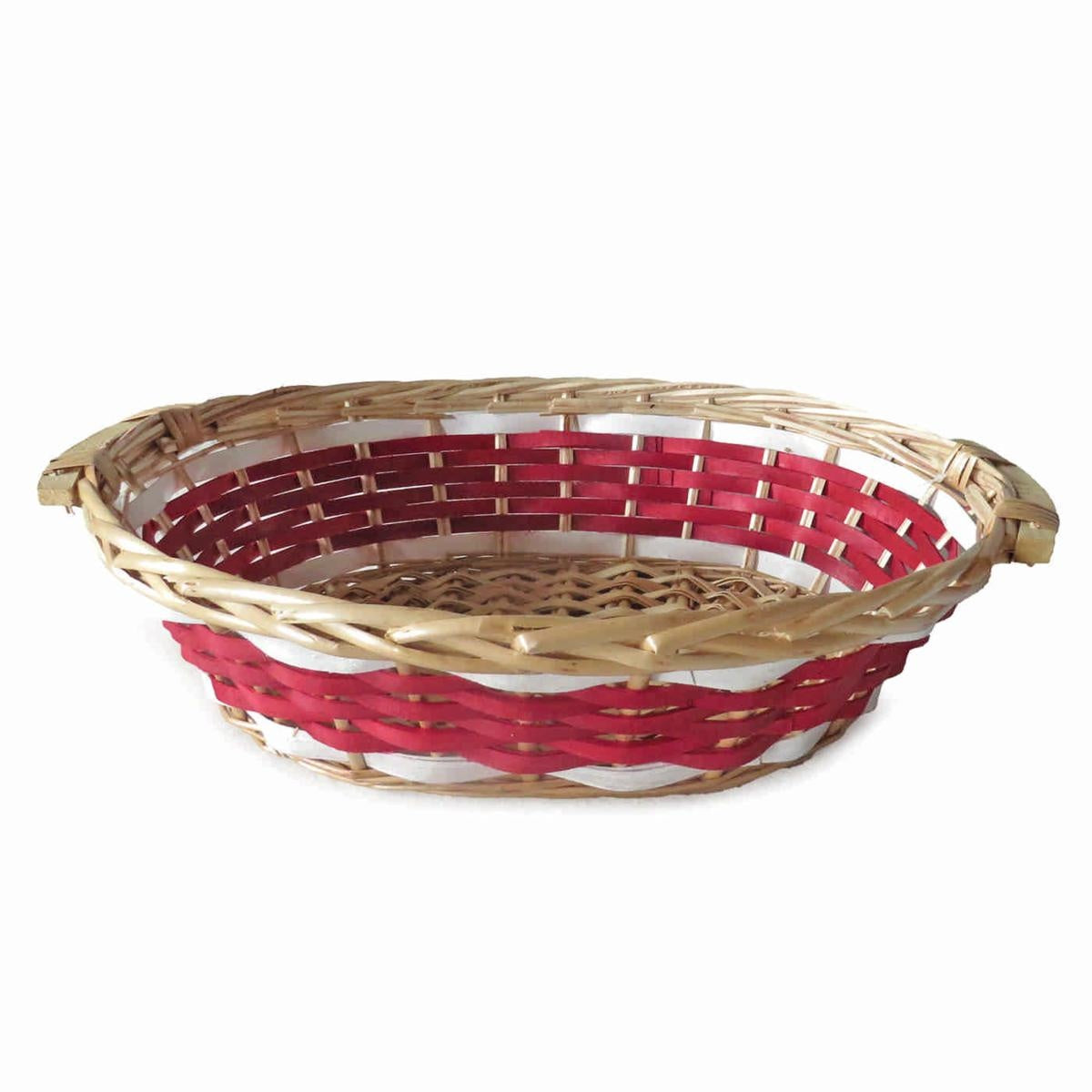 Cesto ovale in vimini rosso e bianco, 52/49x39x13 cm (kit da 5)