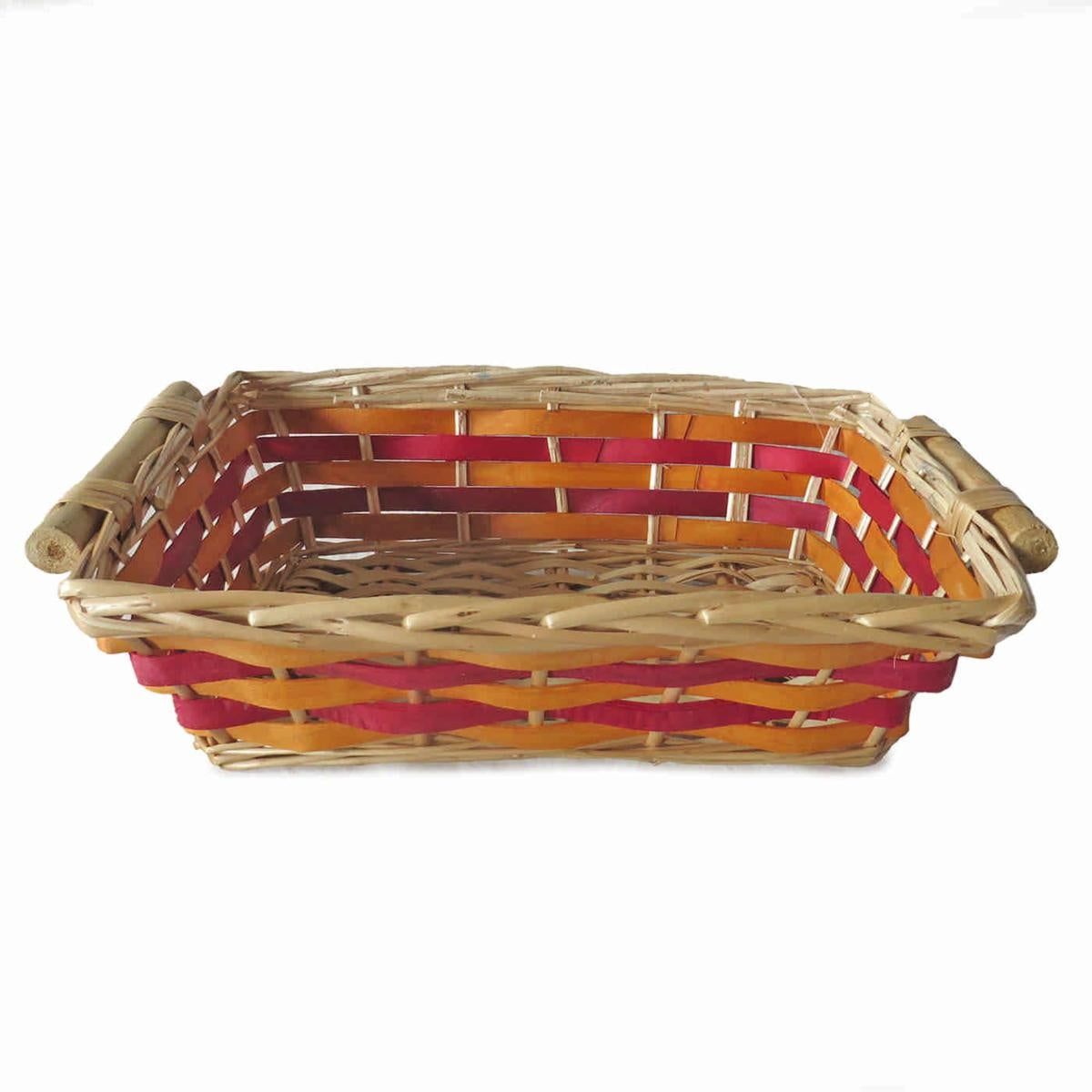 Cesto rettangolare in vimini rosso e arancio, 40/36x27x10 cm (kit da 10)