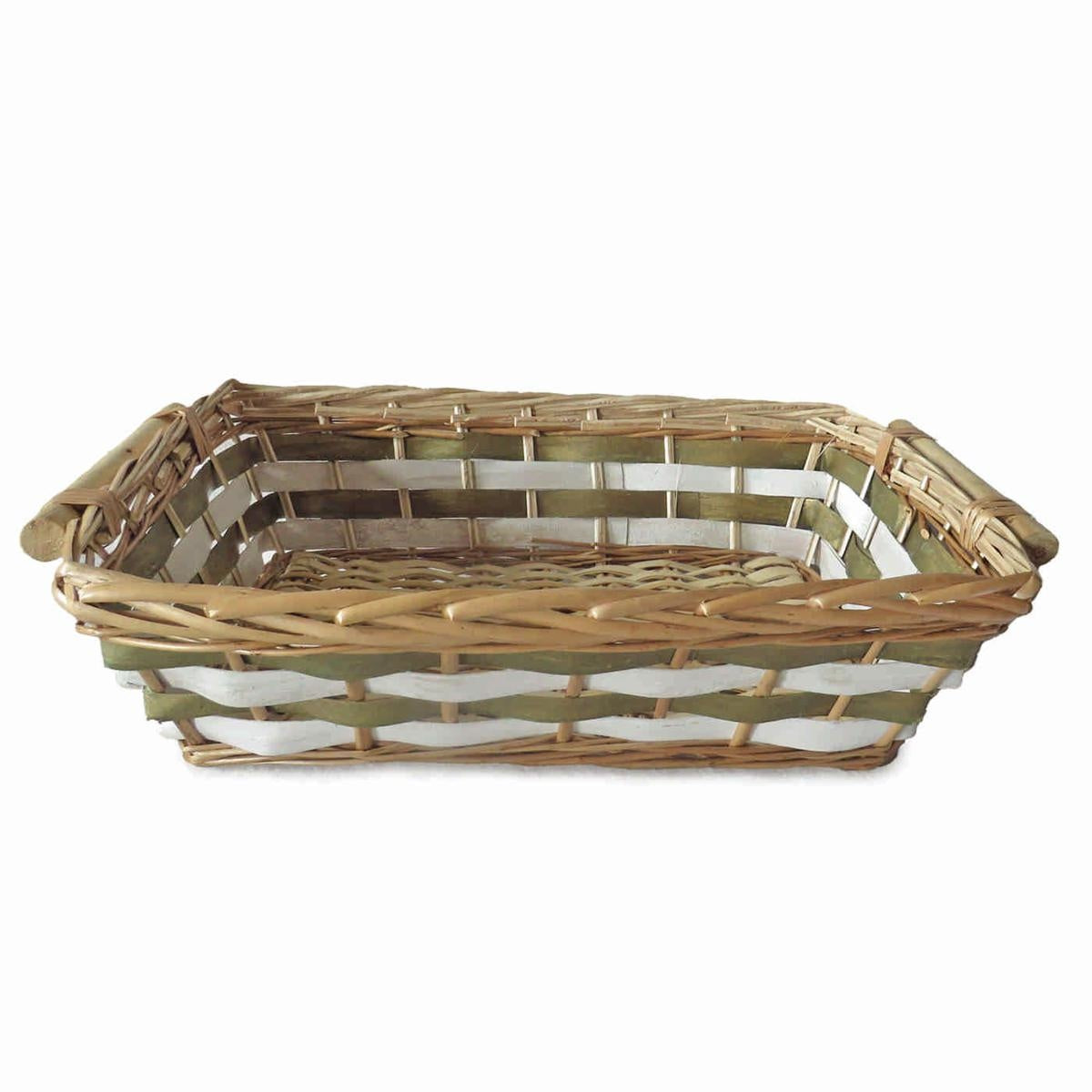 Cesto rettangolare in vimini bianco e oro, 49/45x34x12 cm (kit da 5)