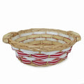 Cesto rotondo in vimini rosso e bianco, Ø32x10 cm (kit da 5)