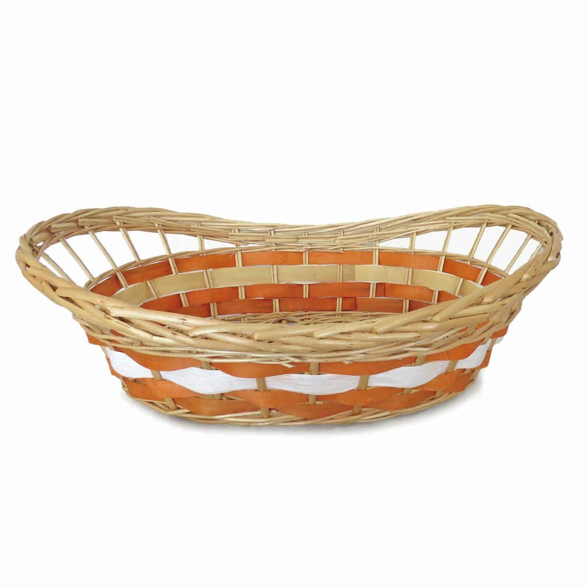 Cesto da confezionamento ovale in vimini arancio con manico incorporato, 51x36 cm (kit da 5)