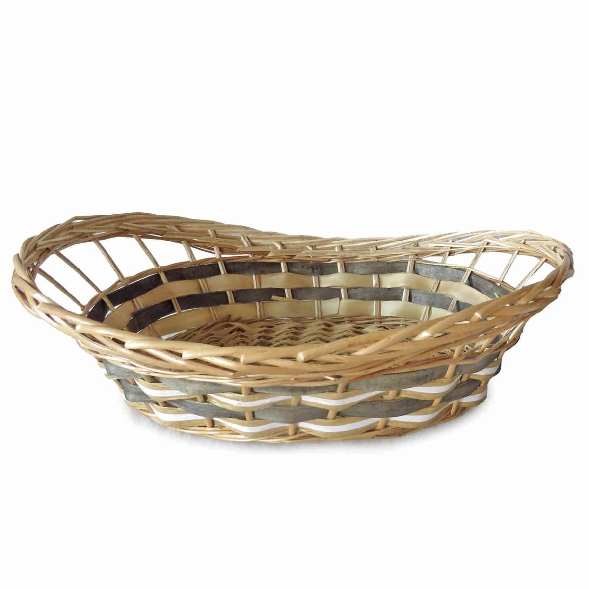 Cesto da confezionamento ovale in vimini grigio con manico, 51x36x12 cm (kit da 5)