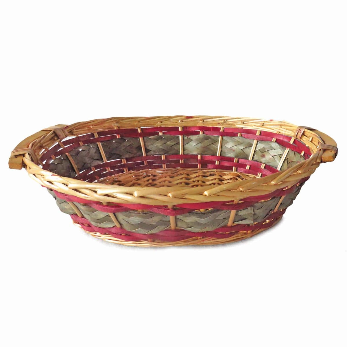 Cesto ovale da confezionamento in vimini rosso e grigio, 52/49x39x13 cm (kit da 5)