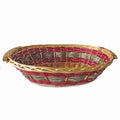 Cesto ovale in vimini rosso e grigio, 65/61x48x16 cm (kit da 3)