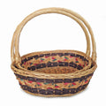 Cesto ovale con manico in vimini multicolore, set di 2, 50x42x15 cm