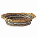 Cesto da confezionamento ovale in vimini grigio, 42/38x28x10 cm (kit da 10)