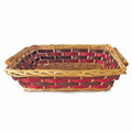 Cesto da confezionamento rettangolare in vimini rosso e marrone, 40/36x27x10 cm (kit da 10)