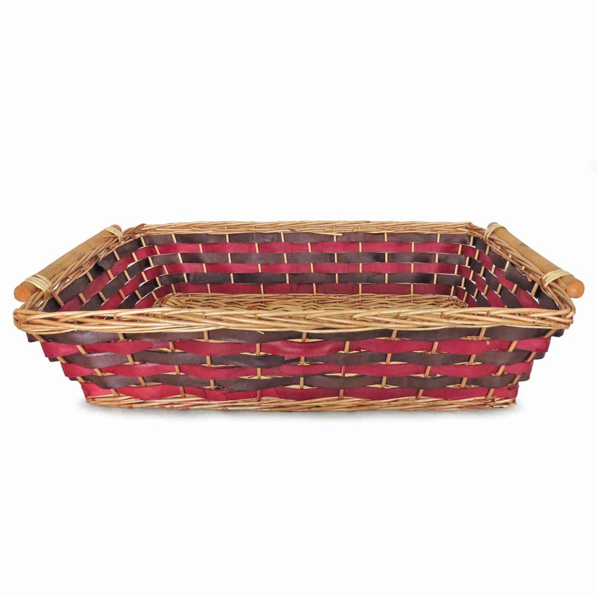 Cesto rettangolare da confezionamento in vimini rosso e marrone, 74/70x52x16 cm