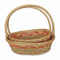 Cesto ovale con manico in vimini, set di 2, 50x42H15 e 46x36H14 cm