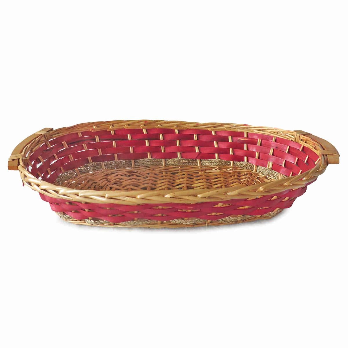 Cesto ovale in vimini rosso, 69/65x40x13 cm (kit da 3)