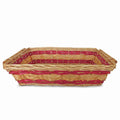 Cesto da confezionamento rettangolare in vimini miele e rosso, 61/57x44x15 cm (kit da 3)