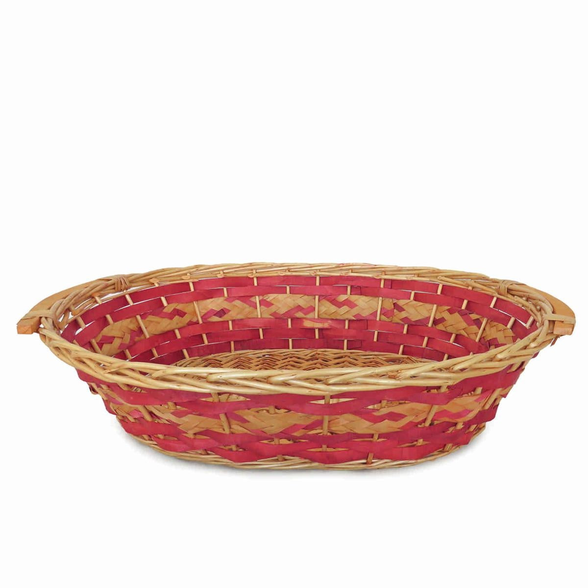 Cesto ovale da confezionamento in vimini rosso, 65/61x48x16 cm (kit da 3)