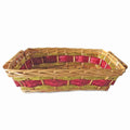 Cesto da confezionamento rettangolare in vimini rosso e oro, 54/51x38x13 cm (kit da 3)