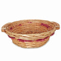 Cesto rotondo in vimini miele con ghirlanda rossa, Ø32H10 cm (kit da 10)