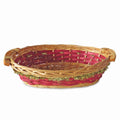 Cesto ovale in vimini rosso con ghirlanda decorativa oro (kit da 5)