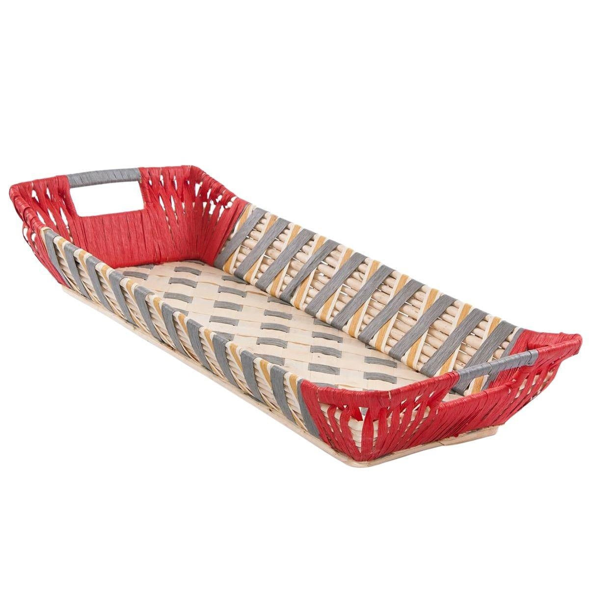 Cesto ovale in vimini con manici, 76x34H10 cm