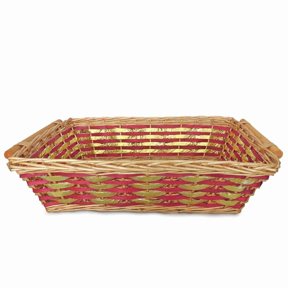 Cesto da confezionamento rettangolare rosso e oro, 61/57x44x15 cm (kit da 3)