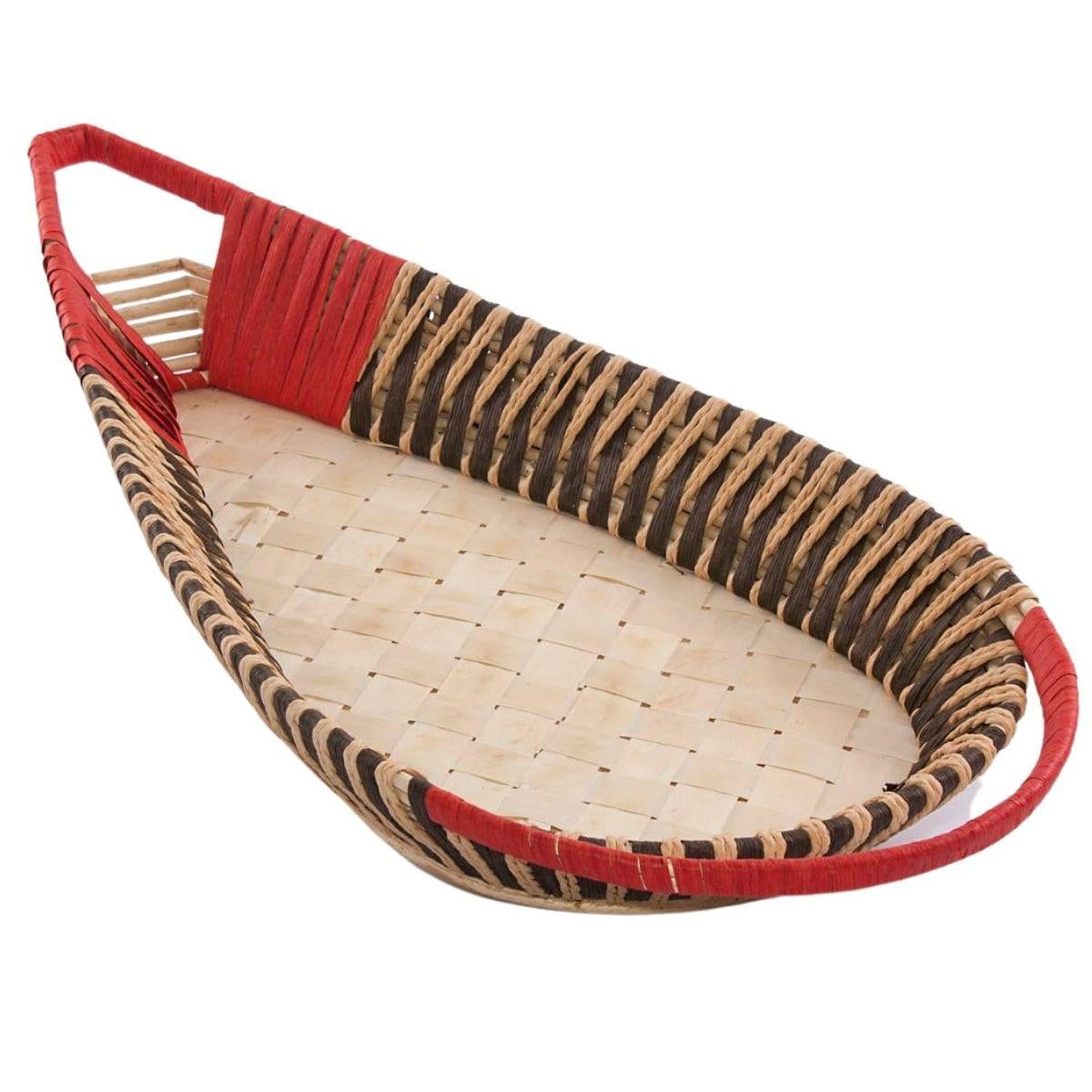 Cesto in vimini a forma di barca, 74x36x9 cm