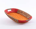 Cesto da confezione ovale in vimini rosso e grigio, 53x38x9 cm (kit da 3)